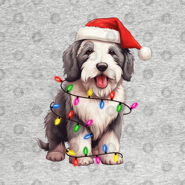 Christmas Old English Sheepdog by Chromatic Fusion Studio